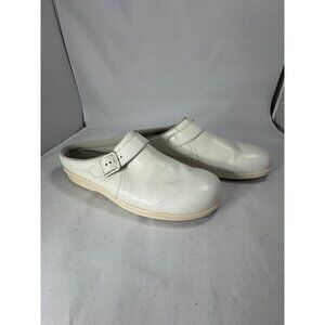 SAS Womens shoes 12 S White Leather Slip-On Clogs